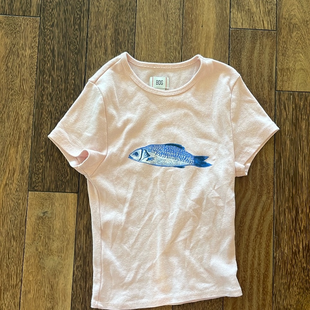 URBAN OUTFITTERS pink fish shirt